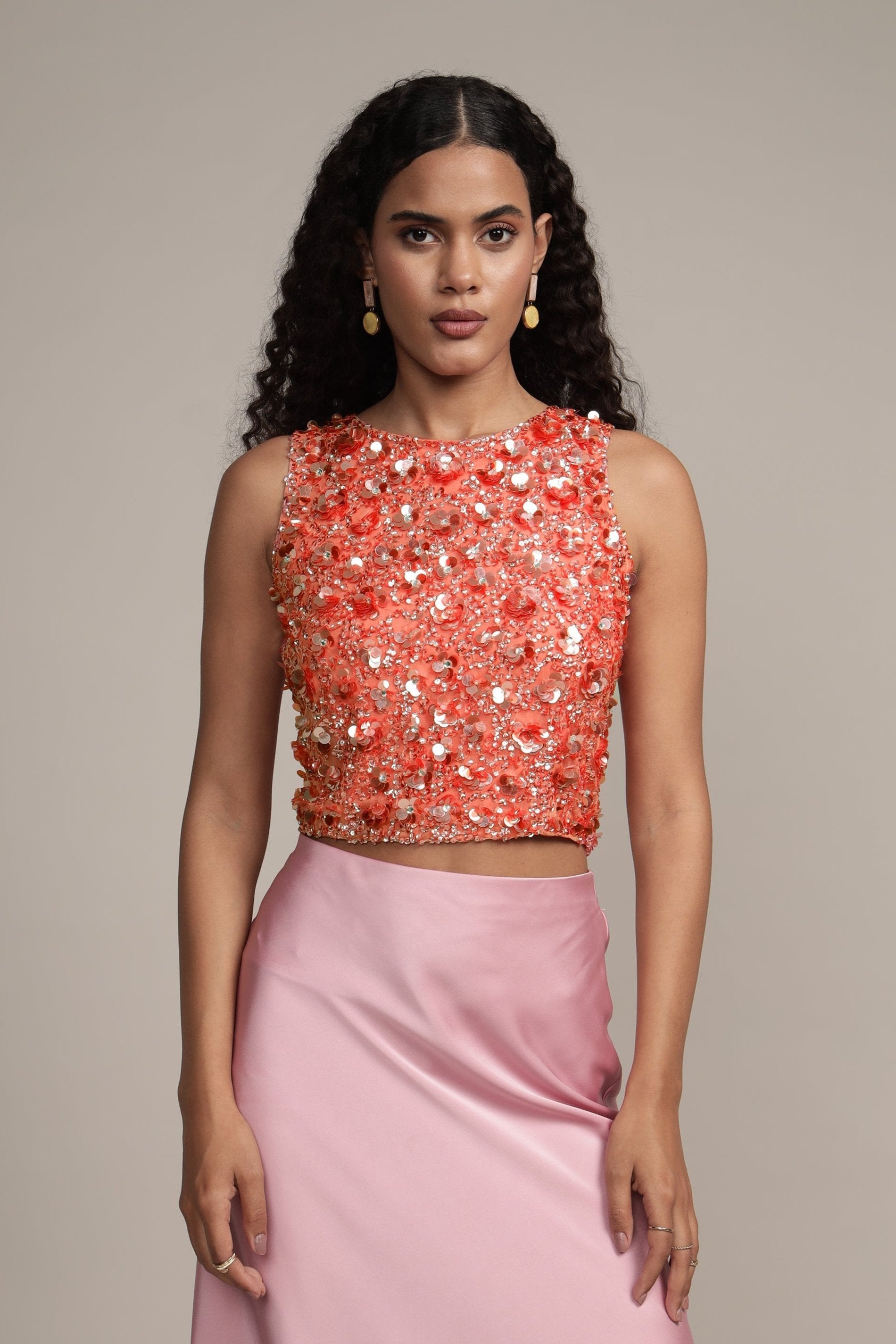 Coral Hazel Embellished Women's Top - Elegant Floral Lace Blouse for Casual Wear, Date Night & Office Outfits