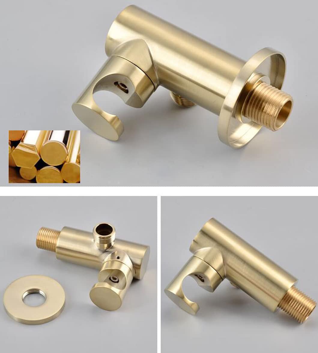 Luxury Brushed Gold Wall Mounted Bathtub Faucet Set - Solid Brass Shower Mixer Tap with Hand Shower for Bathroom & Spa - Perfect for Modern Home Renovation & Relaxing Bath Experience