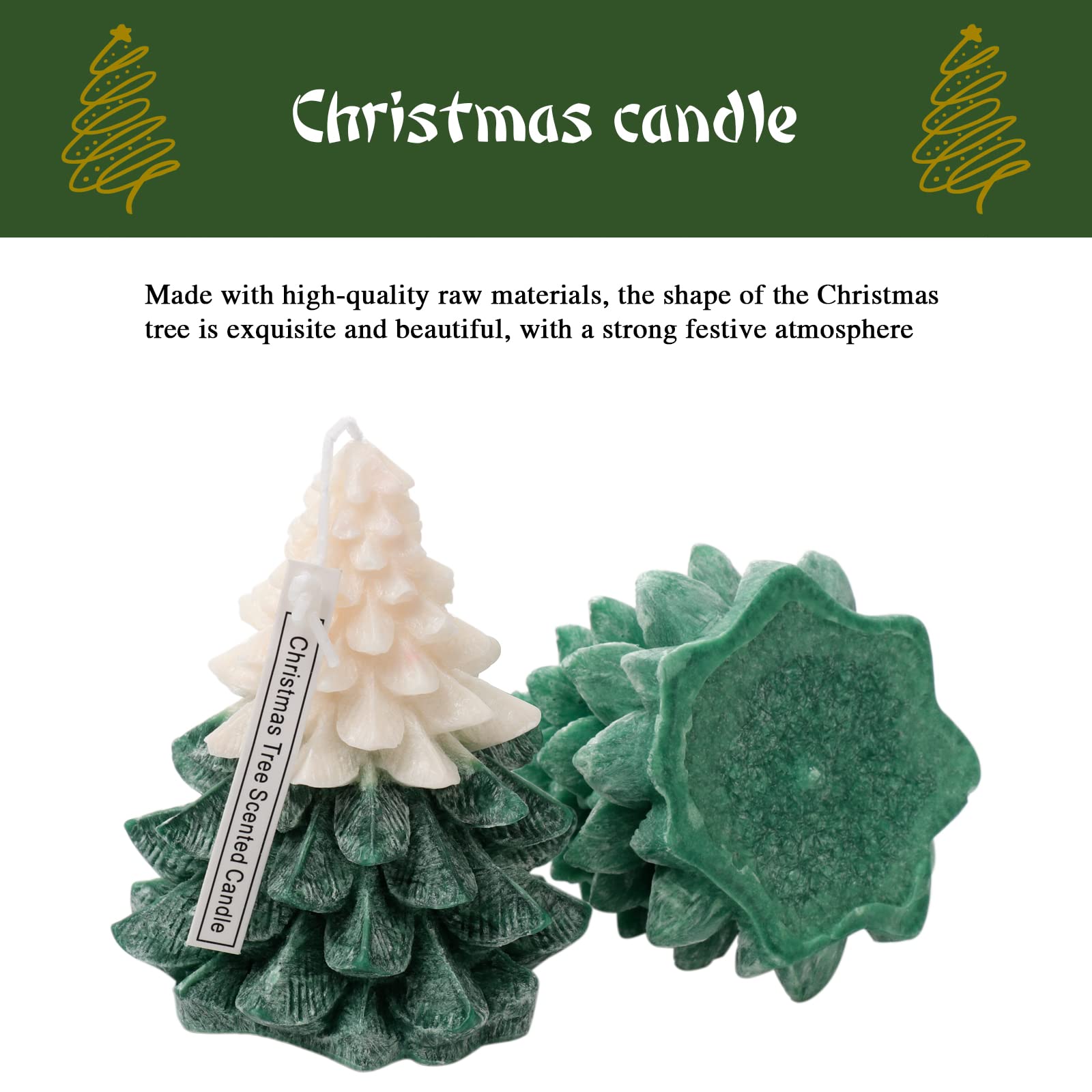 Christmas Scented Candles Gift Set - 2 Pack Tree Shaped Soy Wax Candles for Holiday Decor & Gifts