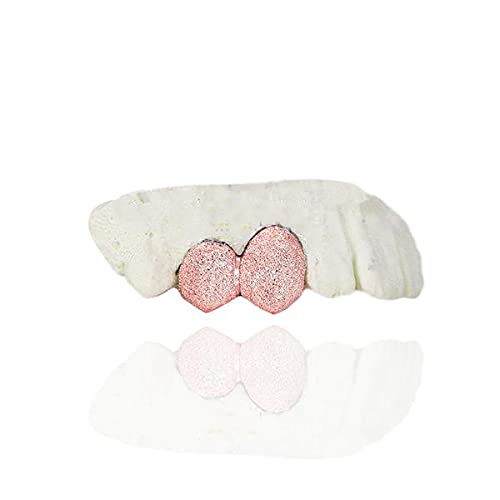 Custom 14KT White Gold Diamond Dust Grillz for 2 Teeth - Premium Connected Gold Grillz for Hip Hop & Fashion | Perfect for Rappers, Performers, and Jewelry Enthusiasts