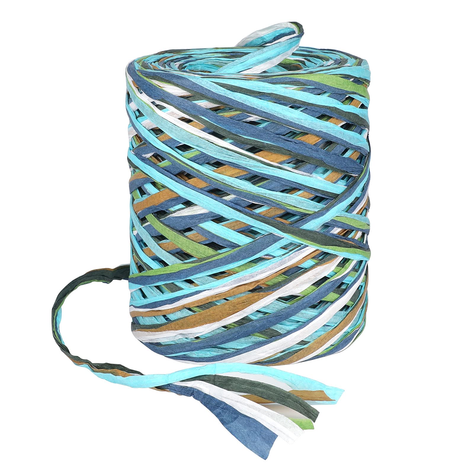 Jijacraft 262 Feet Colored Raffia Ribbon - 6 Assorted Colors Natural Paper Twine String for Gift Wrapping, DIY Crafts, Wedding Decorations, Scrapbooking & Party Favors (Dark Green) - Perfect for Handmade Cards, Floral Arrangements & Boho Home Decor
