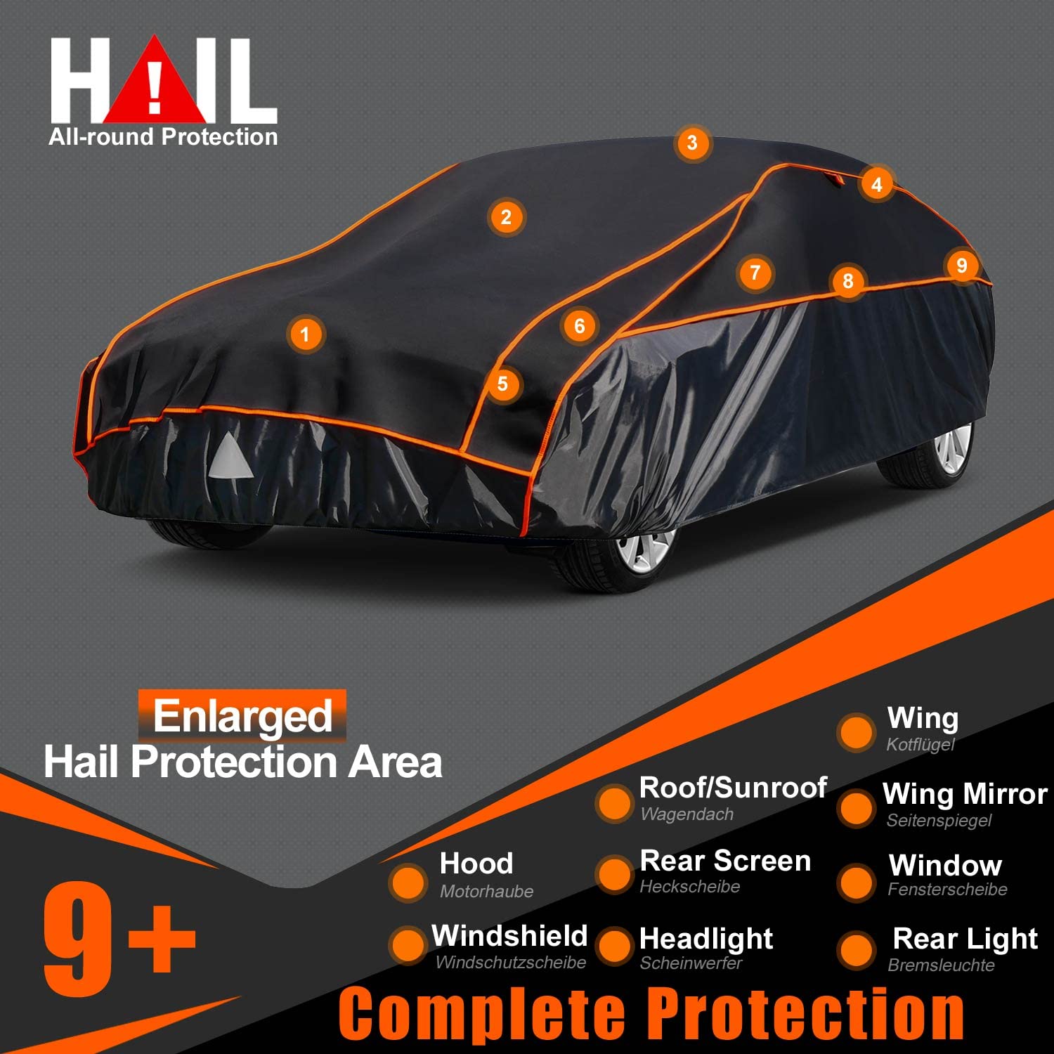 Kayme Thickened Multi-Layered EVA SUV Car Cover - Waterproof All-Weather Hail Protection with Wind Straps for Outdoor Use (Fits 182-191 Inch SUVs & Jeeps) | Perfect for Hail Storms, Snow, and Extreme Weather Protection