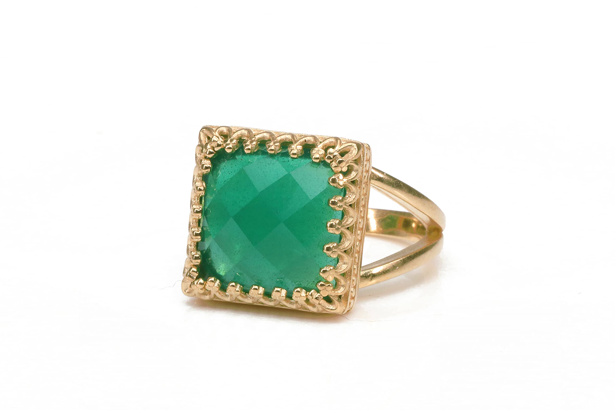 Exquisite 14K Rose Gold Filled Green Onyx Ring for Women - Handmade Dainty Onyx Jewelry - Perfect for Birthdays, Anniversaries & Everyday Wear - Elegant Gift for Her - Ideal for Office, Date Night & Special Occasions