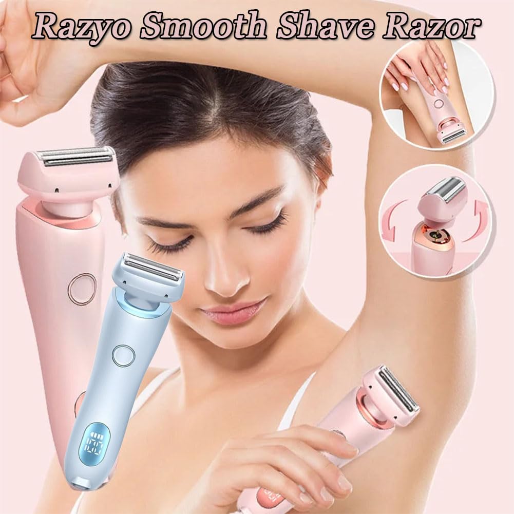 Smooth Shave Razor for Women - Multifunctional Electric Shaver with Removable Head for Legs, Arms, Underarms & Bikini Area - Pink | Painless Hair Removal for Sensitive Skin, Travel & Gym Use