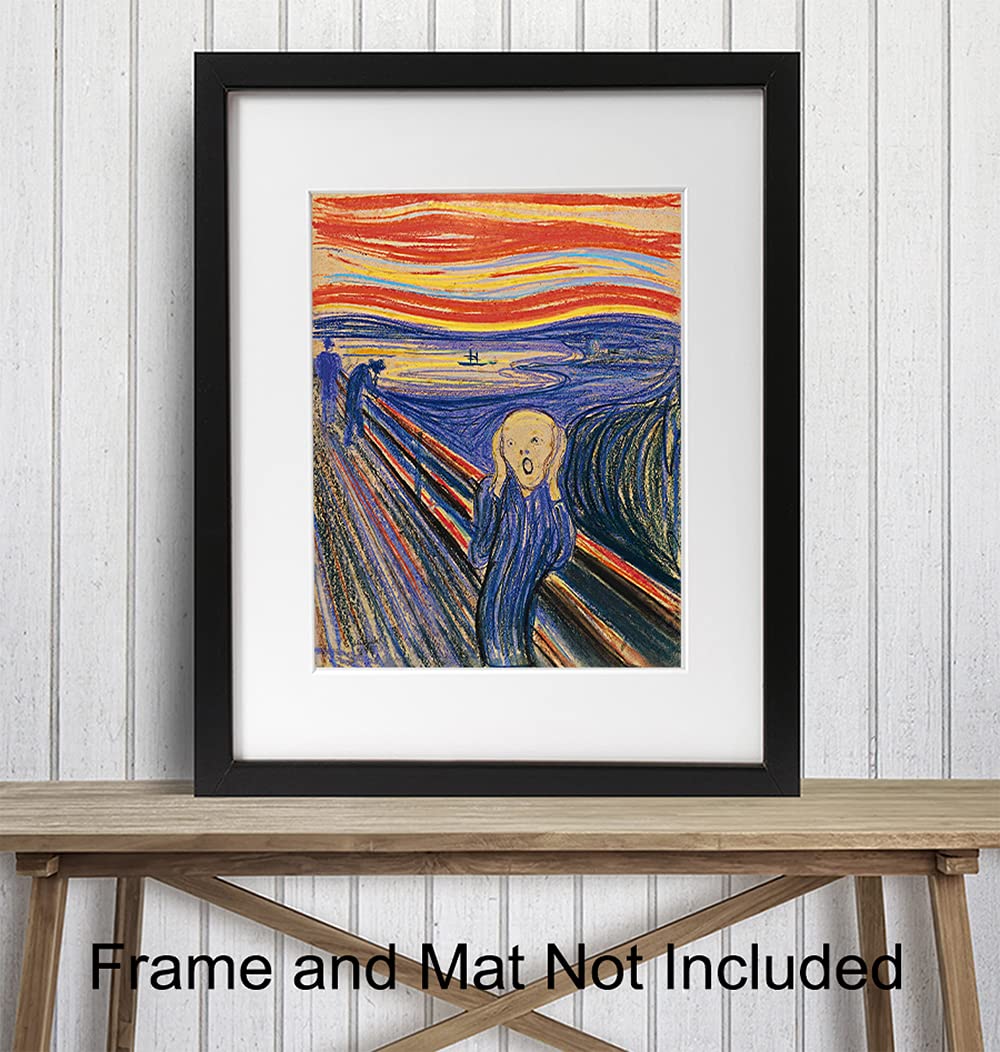 Edvard Munch The Scream Wall Art Print - 8x10 Museum Quality Poster - Abstract Horror Art Decor for Living Room, Bedroom & Office - Gothic Home Decor & Scary Picture for Halloween