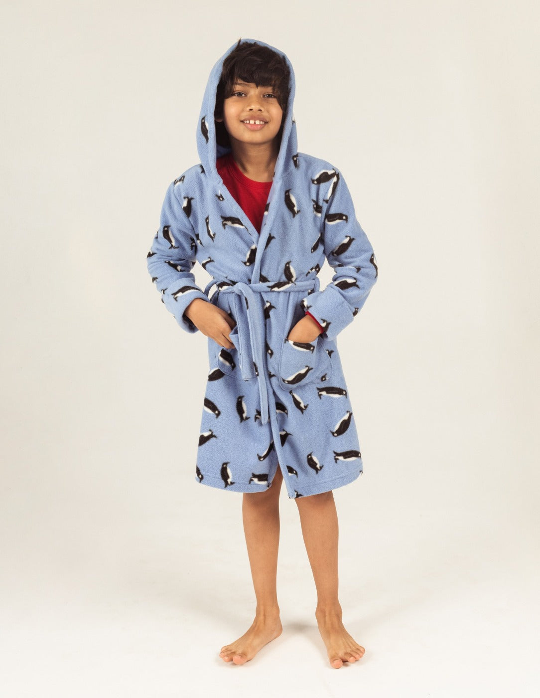 Soft Kids Fleece Hooded Penguin Robe - Warm Winter Bathrobe for Boys & Girls - Perfect for Bedtime, Lounging & Playtime