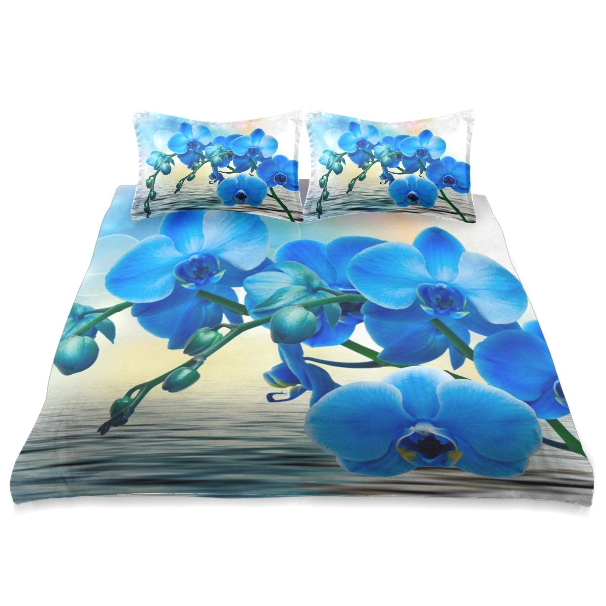 Blue Flower Lake King Size Comforter Set - All Season Soft & Comfortable Bedding (90x104 Inches) for Master Bedroom, Guest Room & Cozy Home Decor
