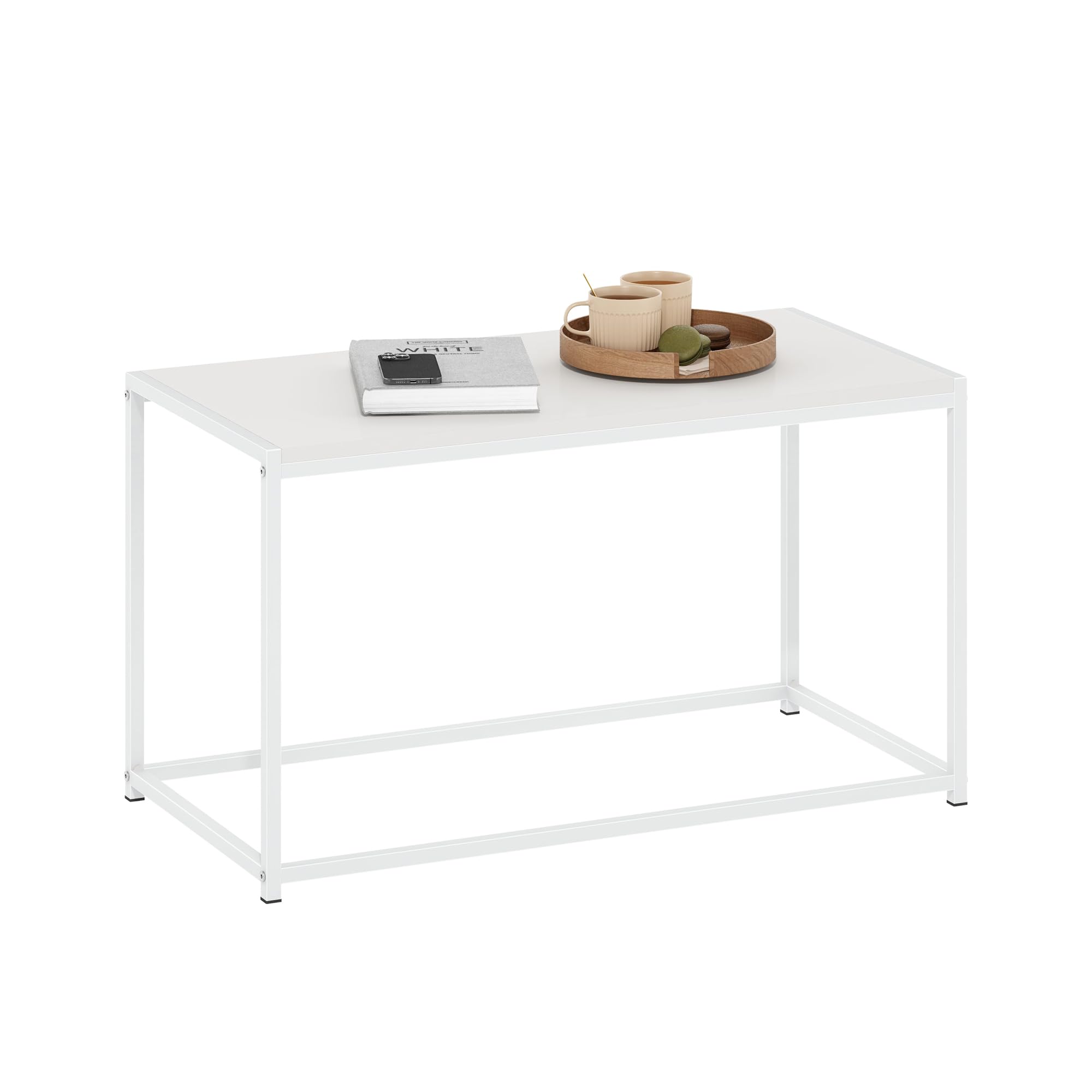 Furinno Camnus Modern Living Room Coffee Table - Solid White Finish, Compact & Stylish for Small Spaces - Perfect for Apartments, Dorms, and Cozy Home Decor