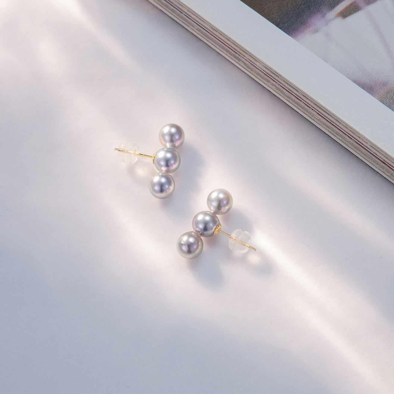 18K Silver Blue Akoya Pearl Earrings for Women – Elegant Stud Earrings for Wedding, Party & Gift (KE00136) | Perfect for Bridal Jewelry, Anniversary & Special Occasions