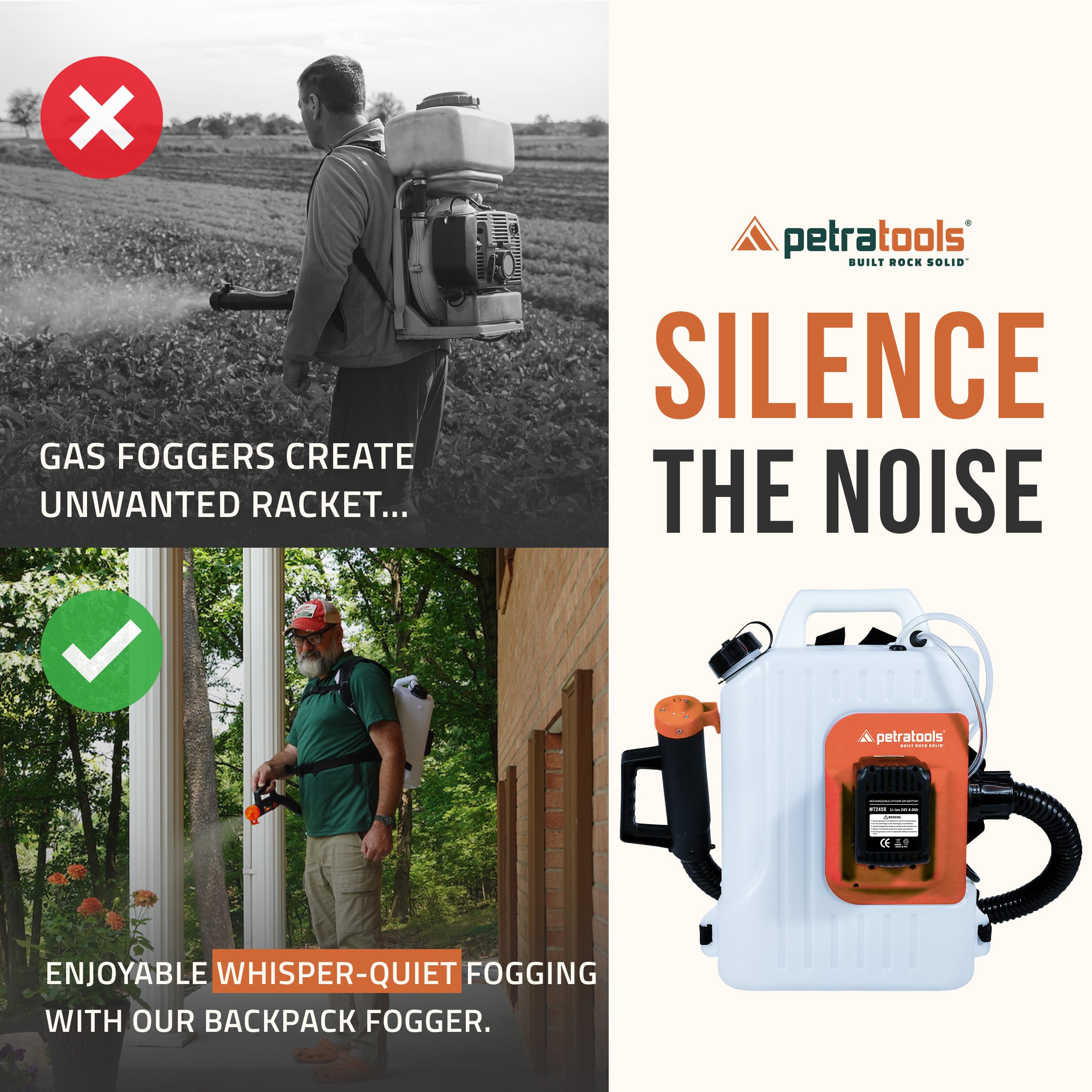 PetraTools 2.6 Gallon Battery Backpack Fogger Machine | ULV Mosquito & Insect Sprayer for Pest Control | Commercial Hose Sprayer with Padded Shoulder Straps | Ideal for Lawn Care, Farm Spraying & Outdoor Disinfection