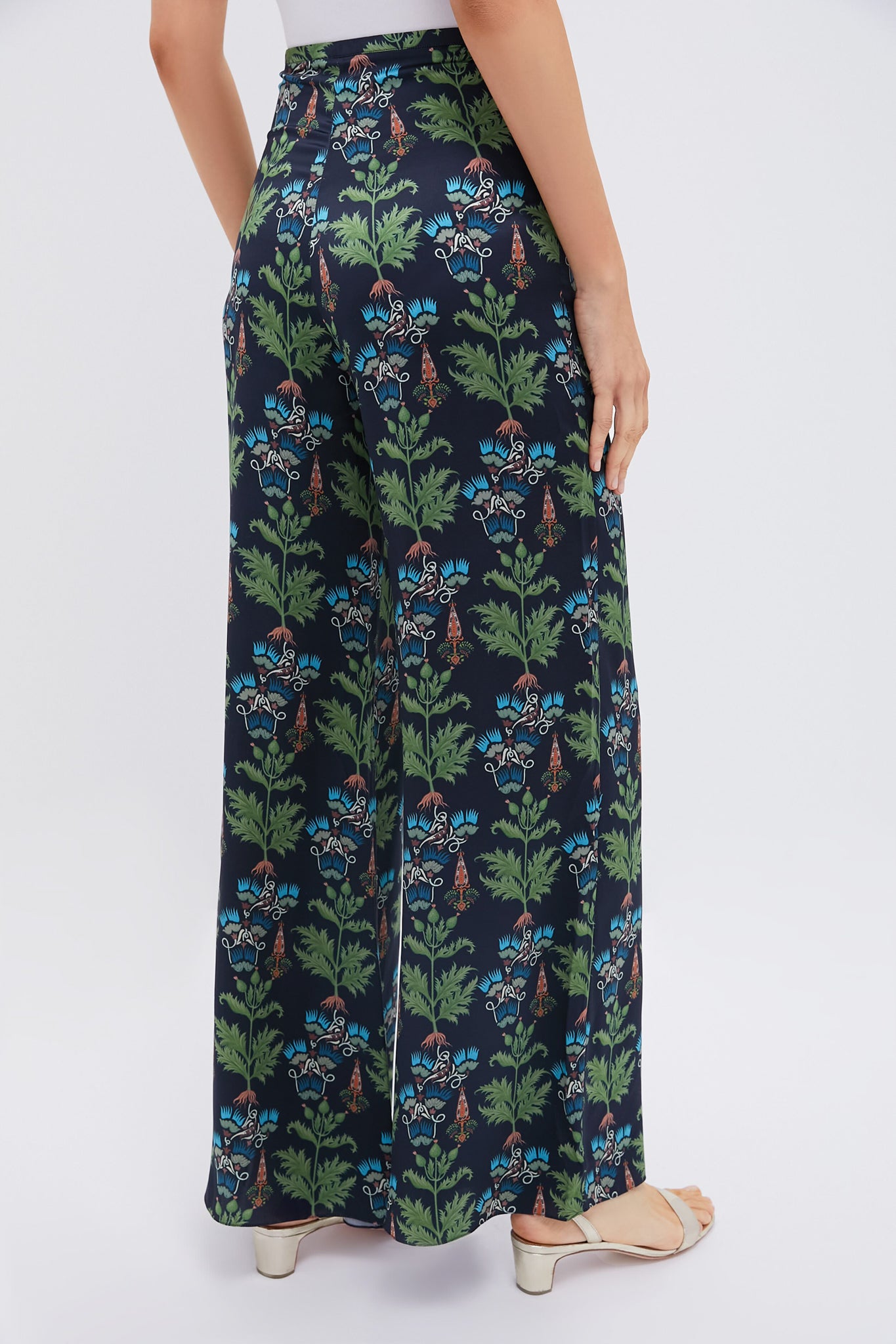 Blue Persian Botanic Blair Pants - Women's Floral Print Lounge Pants for Yoga, Meditation & Home Relaxation