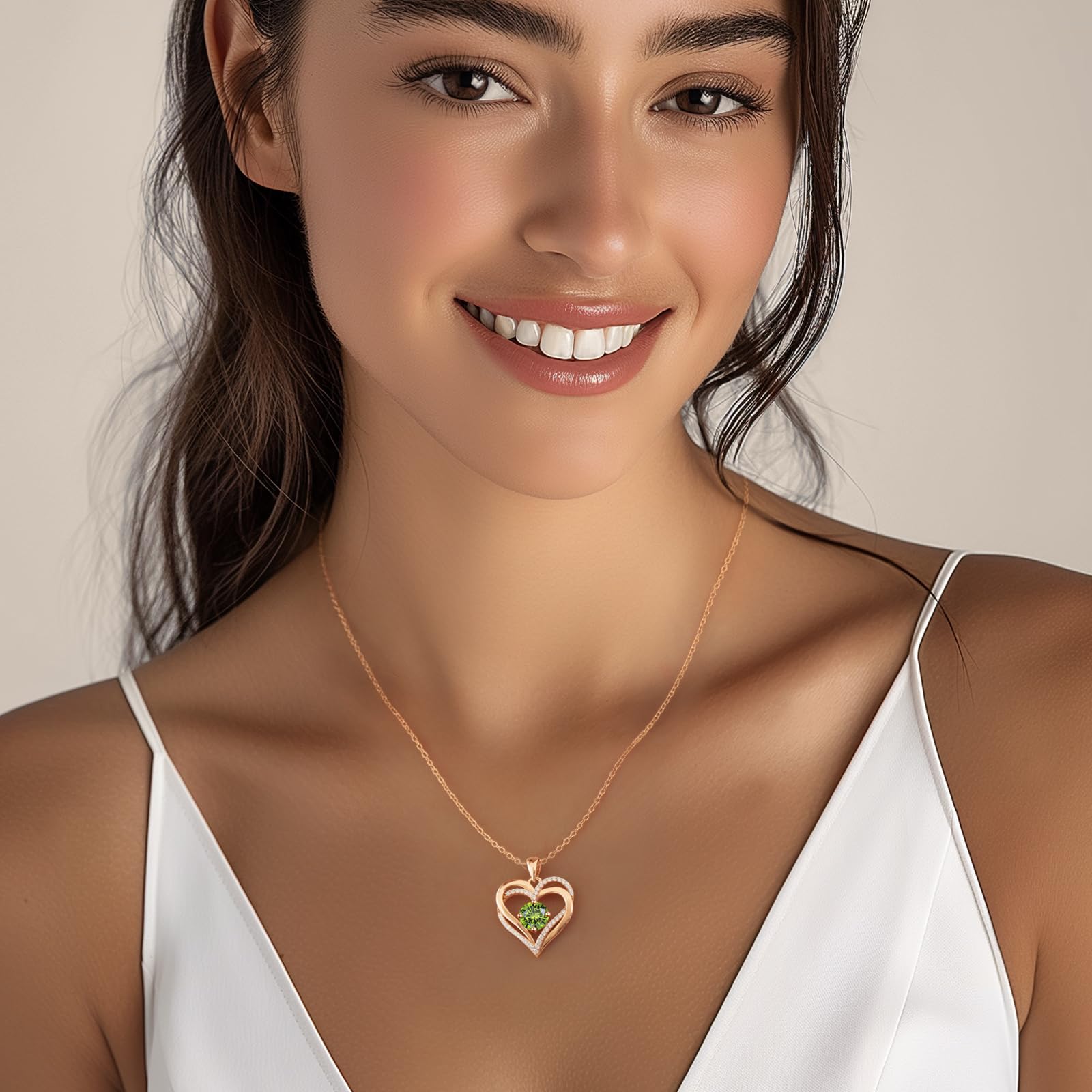 LOUISA SECRET Love Heart Birthstone Necklace for Women - 925 Sterling Silver Pendant Jewelry | Perfect Birthday Gift, Anniversary Present for Wife, Mother's Day Gift | Ideal for Romantic Occasions, Special Celebrations & Everyday Wear