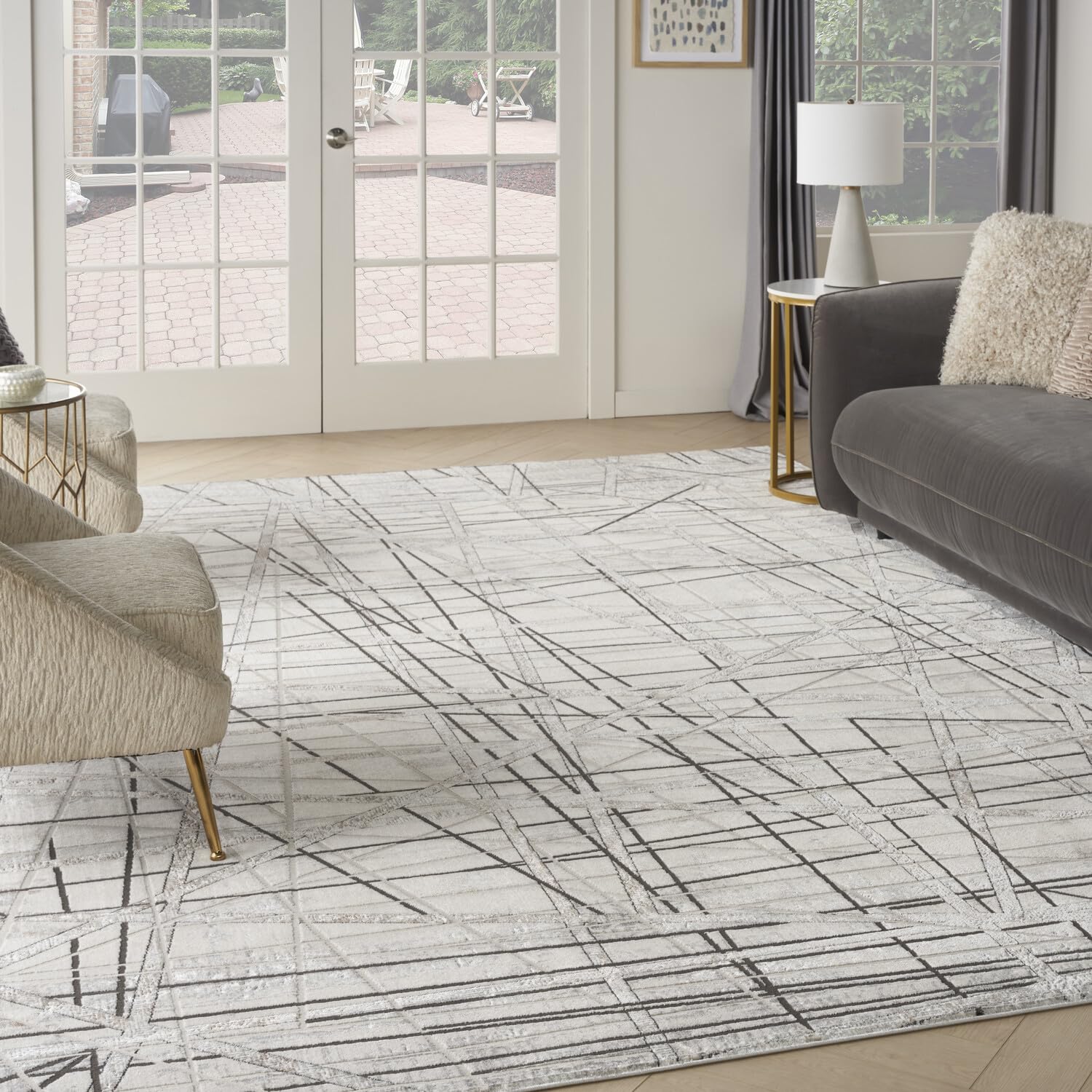 Nourison Desire Abstract Grey Silver 3'11
