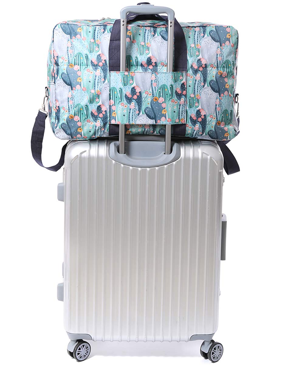 Foldable Large Travel Duffle Bag - Waterproof Cute Overnight Carryon Weekender Bag for Women & Girls - Perfect for Gym, Beach Trips, and Weekend Getaways