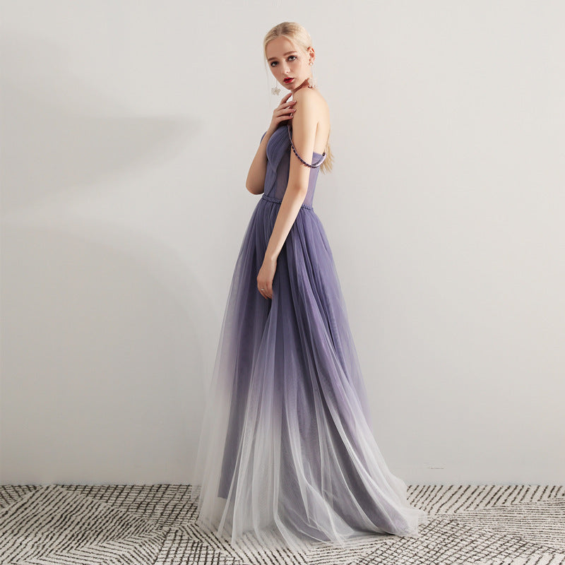 Elegant Gradient Purple Spaghetti Strap Prom Dress - A-Line Tulle Evening Gown for Formal Events | Perfect for Homecoming, Prom Night & Special Occasions