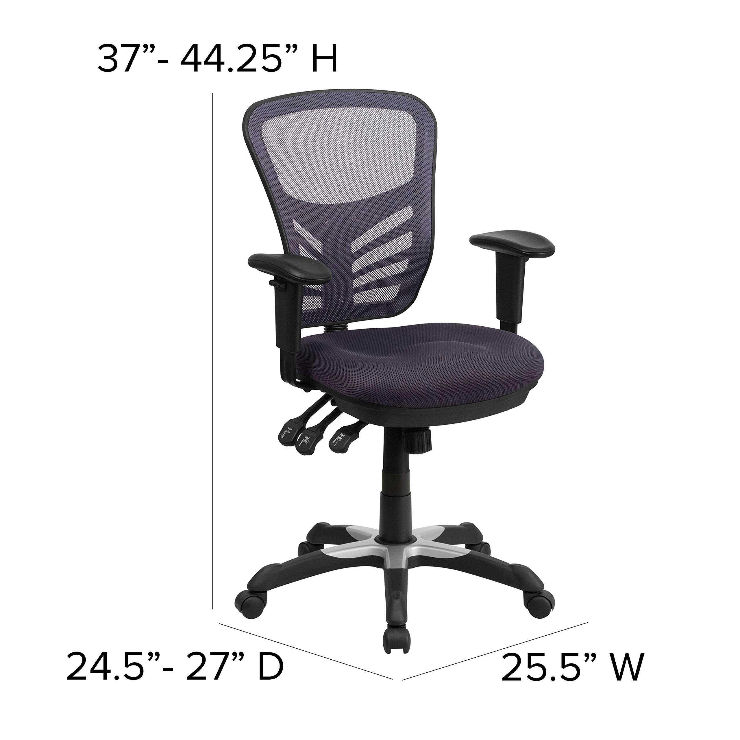 Ergonomic Mesh Office Chair with Adjustable Lumbar Support - Flash Furniture Nicholas Mid-Back Swivel Chair for Home Office & Gaming, Dark Gray - Perfect for Long Work Sessions & Esports Gaming