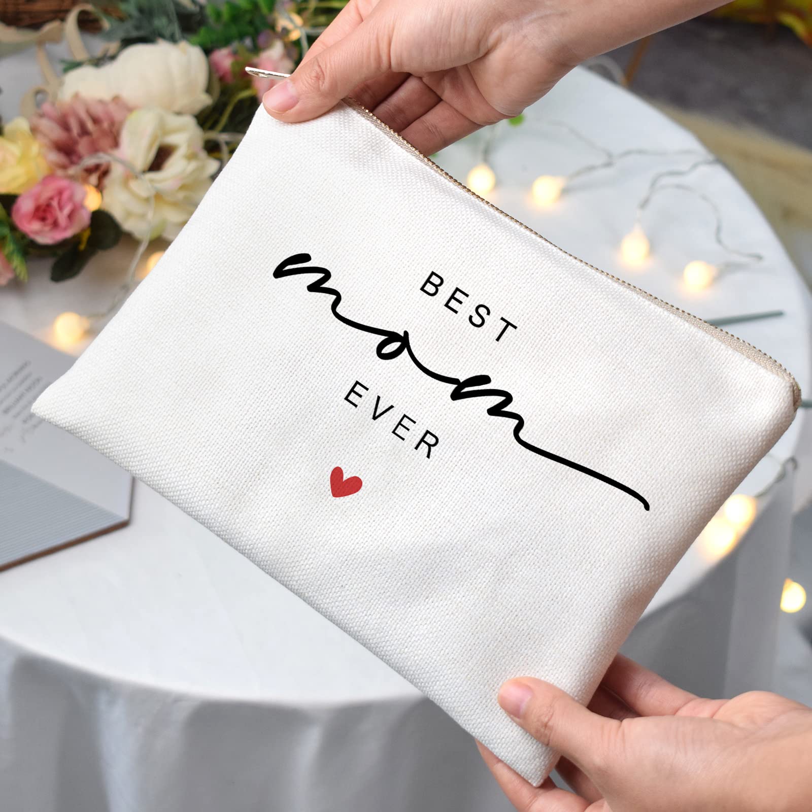 Best Mom Ever Makeup Bag - Floral Cosmetic Travel Pouch for Women | Perfect Mother's Day, Birthday Gift Idea | Great for Travel, Daily Use & Special Occasions