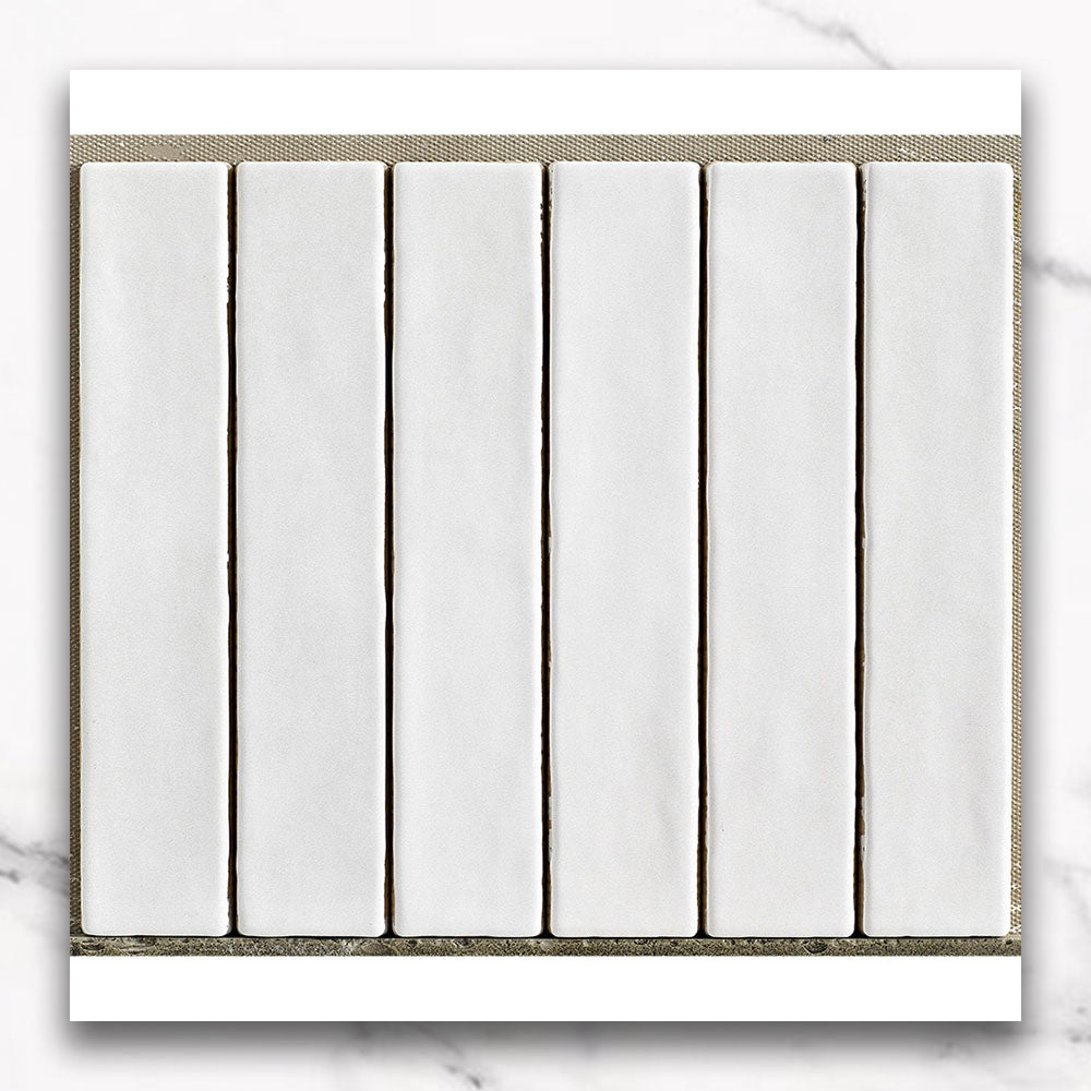 Premium Marrakesh White 250x50 Zellige Matte Subway Tile - Moroccan-Inspired Ceramic Wall & Backsplash Tile for Kitchen, Bathroom, and Shower Renovation