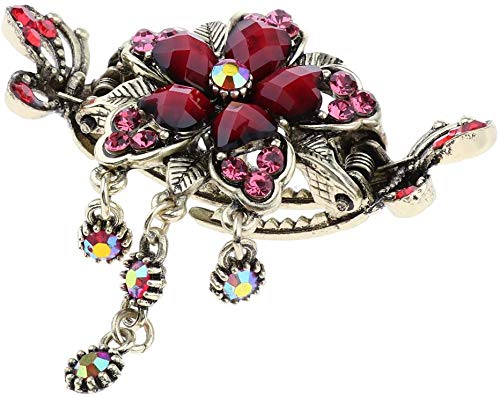 Vintage Metal Hair Claw Clips with Tassel Dangle - Retro Women's Hair Clips, Barrettes & Hair Accessories in Red - Perfect for Parties, Weddings & Everyday Styling