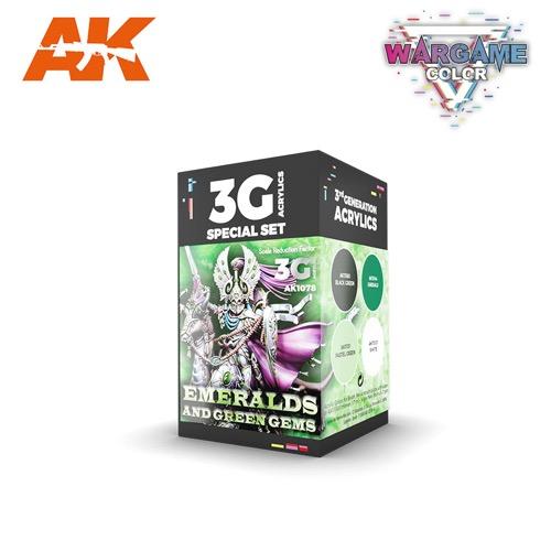 AK Interactive AK1078 Wargame Color Emeralds & Green Gems Acrylic Paint Set - 3rd Gen Premium Miniature Paint for Warhammer, D&D, Model Kits & Tabletop Gaming