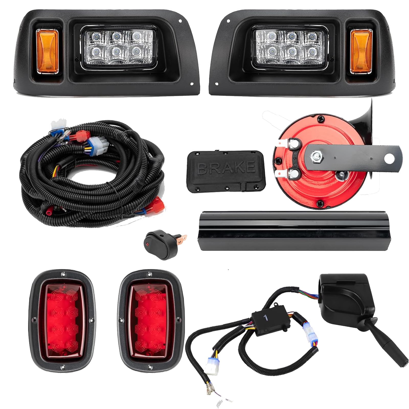 Club Car DS 1993-Up LED Headlight & Tail Light Kit - 12V Street Legal Lights with Turn Signal Wiring Harness for Gas & Electric Golf Carts | Perfect for Night Driving, Neighborhood Cruising & Golf Course Safety