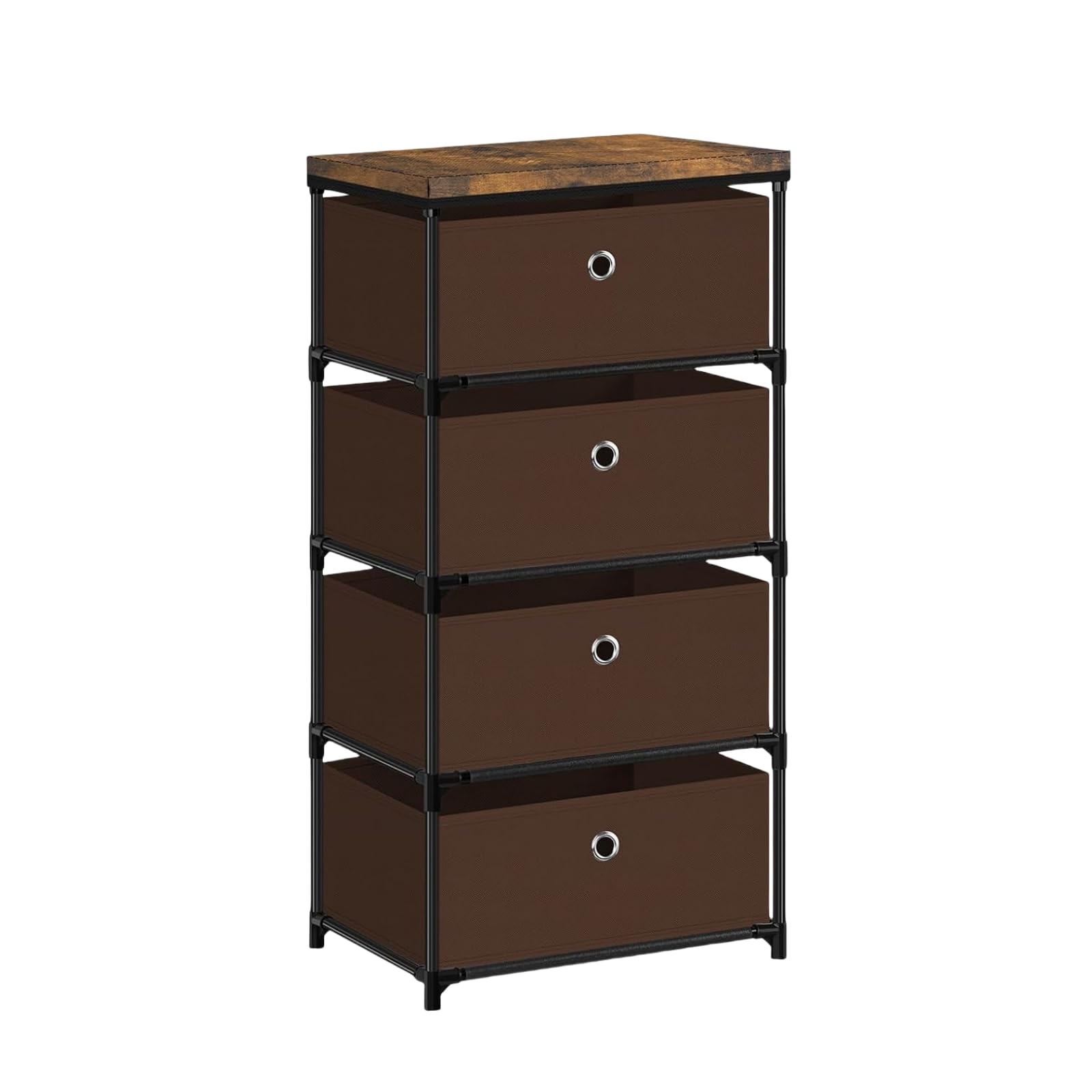 MOOACE 4-Drawer Fabric Storage Dresser - Clothes Organizer & Storage Tower for Bedroom - Small Fabric Chest of Drawers - Brown - Perfect for Closet Organization, Nursery Storage & Small Space Living