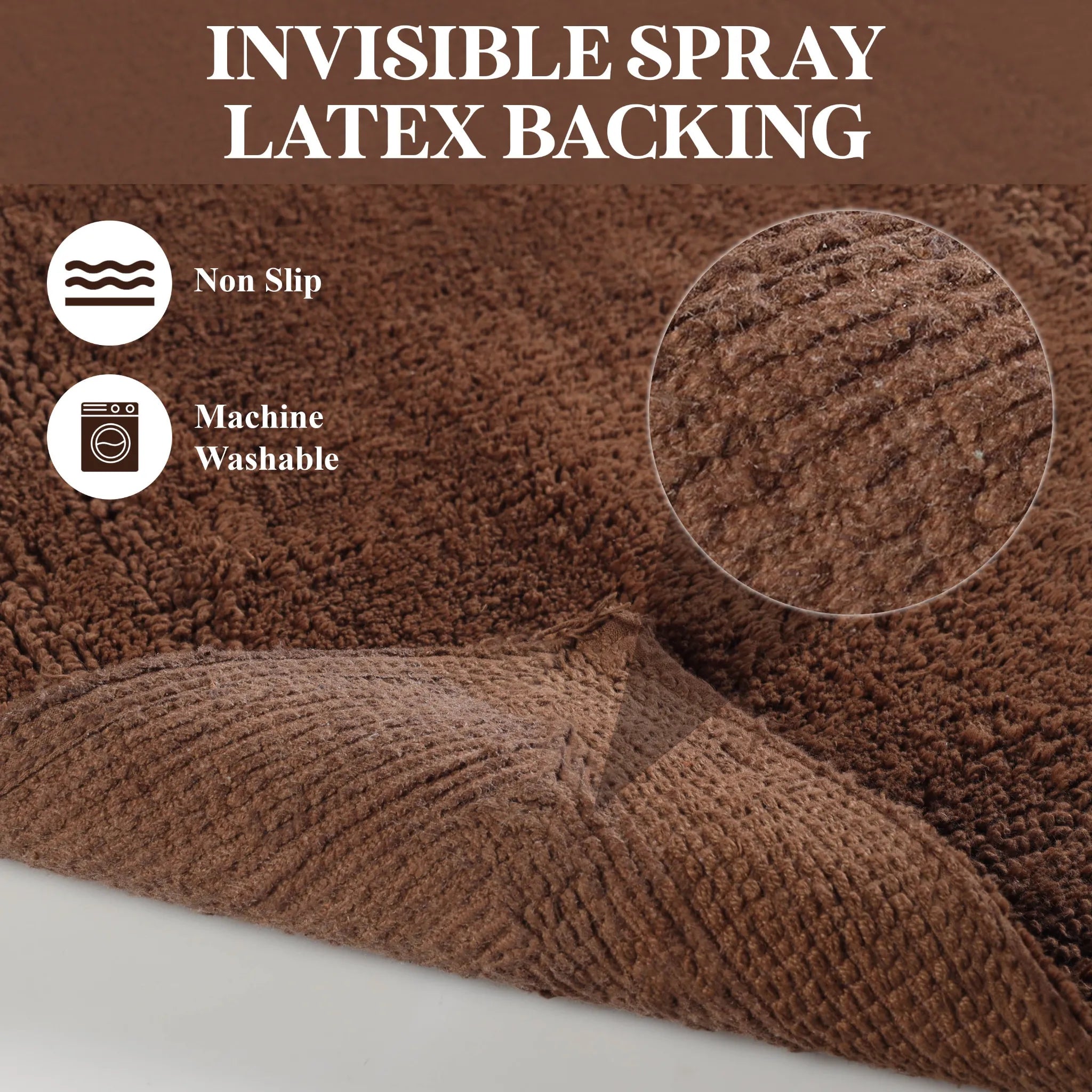 Non-Slip Cotton Bathroom Rug Set - 2 Piece Washable Absorbent Bath Mat with Anti-Skid Backing for Bathroom, Shower & Vanity Area