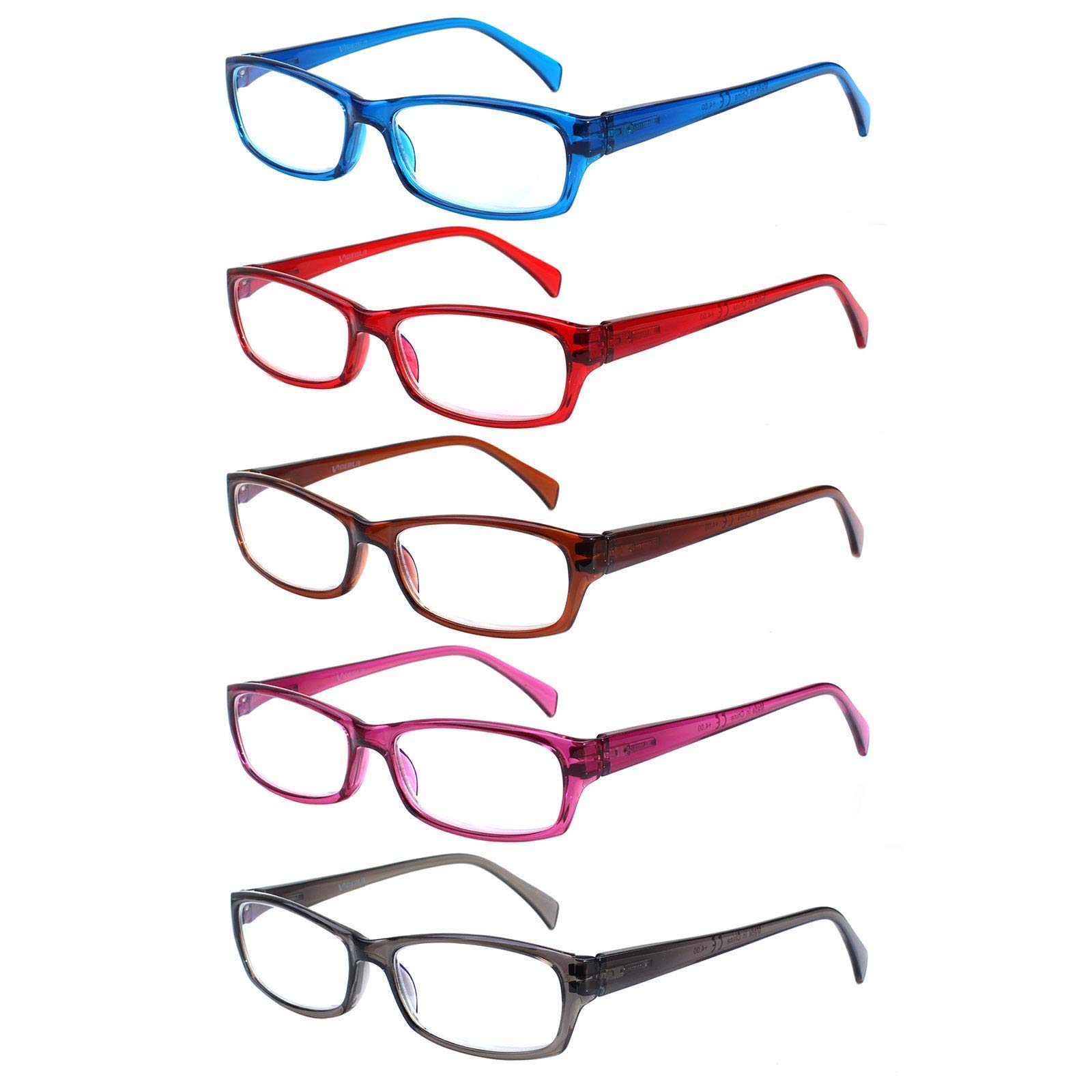 VIDEBLA 5 Pack Blue Light Blocking Reading Glasses for Men & Women - Anti Eyestrain Computer Glasses for Office Work, Gaming & Screen Time
