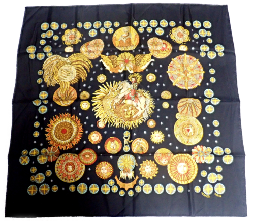 Authentic Hermes Le Roy Soleil The Sun King Vintage 90cm Silk Scarf - Rare Collectible Luxury Scarf for Women, Perfect for Elegant Outfits & Special Occasions