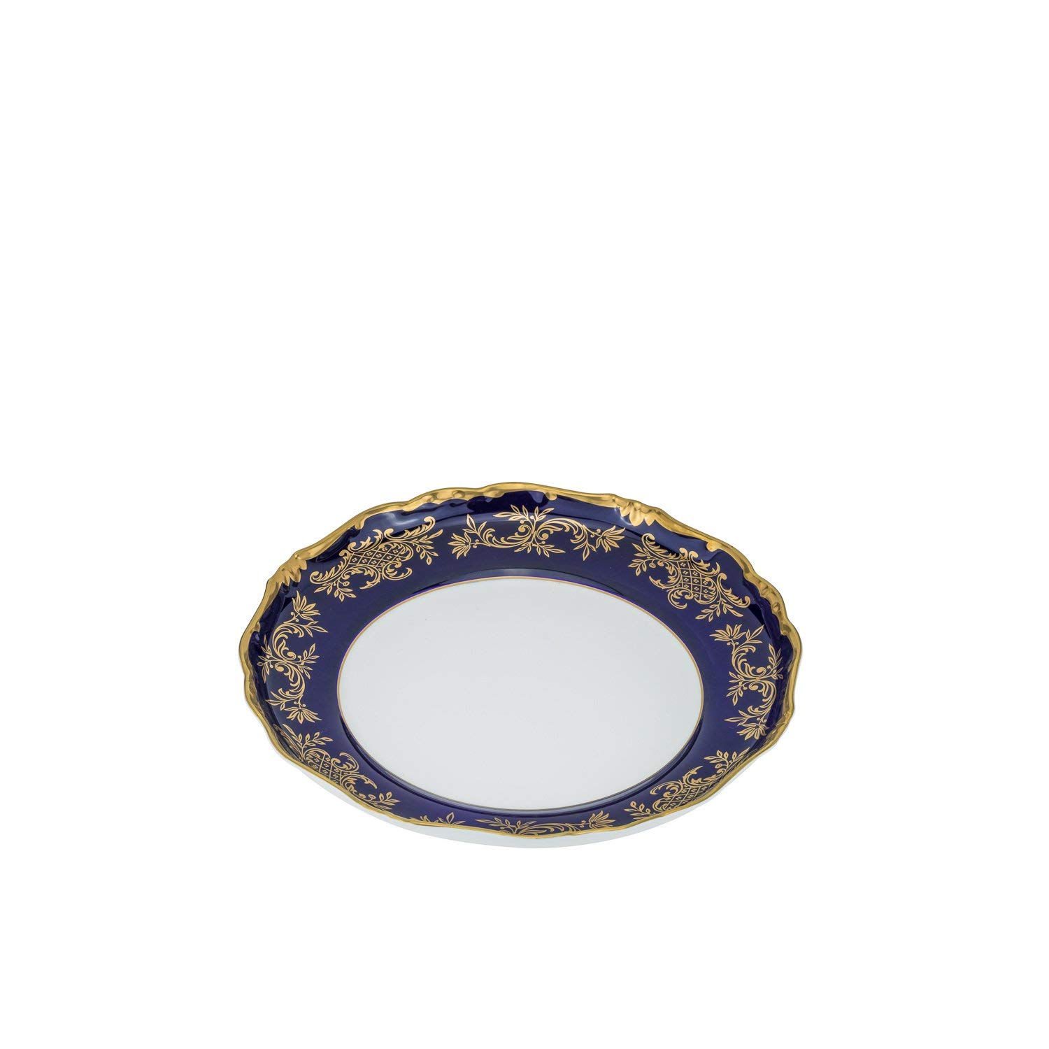 Royalty Porcelain Cobalt Blue Fruit Serving Platter with 24K Gold Trim - Elegant 12-Inch Round Dish for Parties, Weddings & Holiday Entertaining