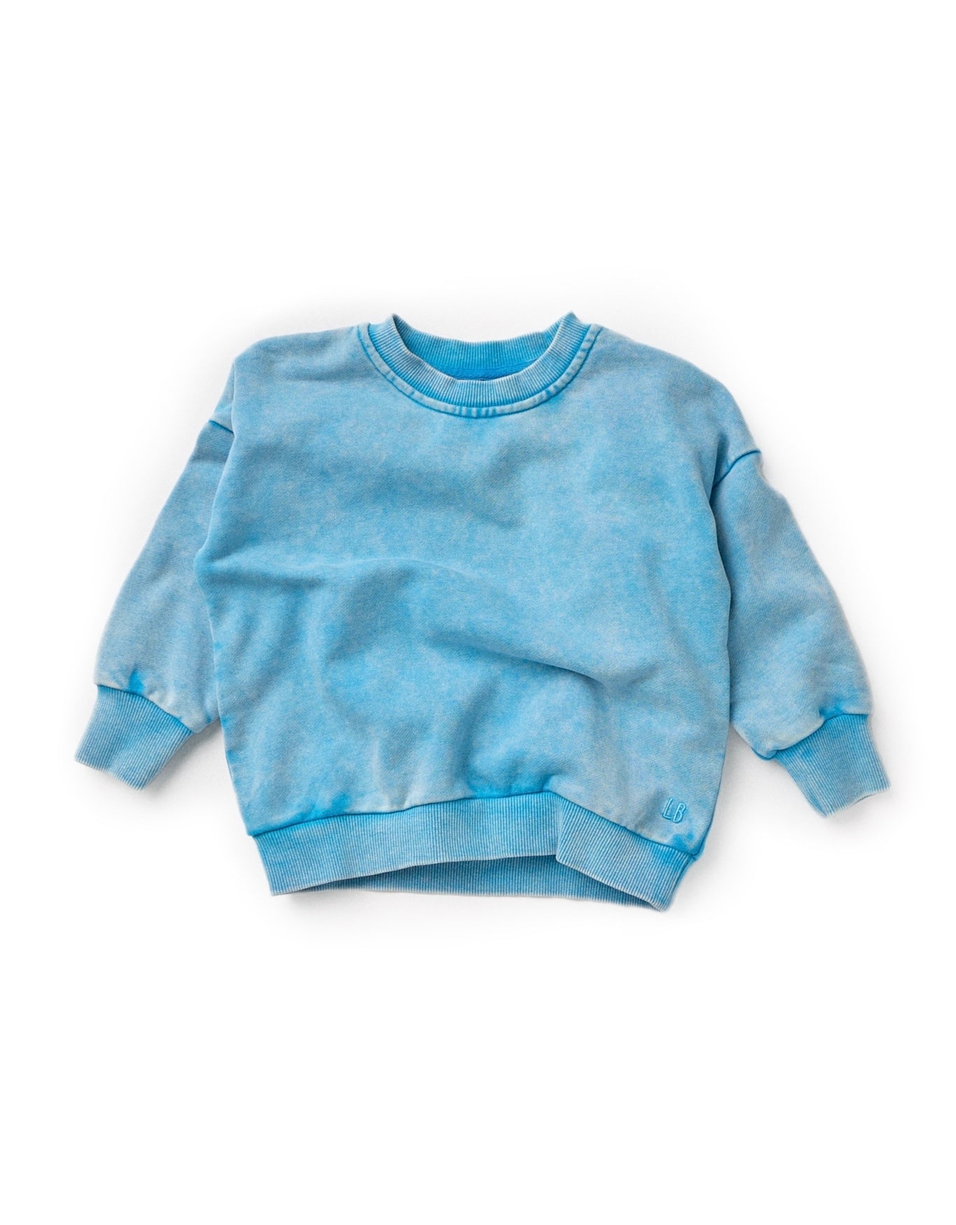 Electric Blue Washed Crewneck Sweatshirt - Soft Cotton Pullover for Men & Women | Perfect for Casual Wear, Layering & Street Style