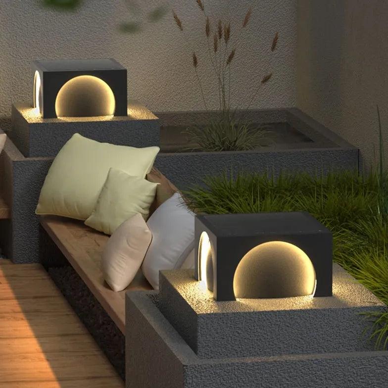 Energy-Efficient Semicircle Rectangle LED Outdoor Pillar Lights - Waterproof Garden Landscape Lighting for Patio, Walkway, and Driveway