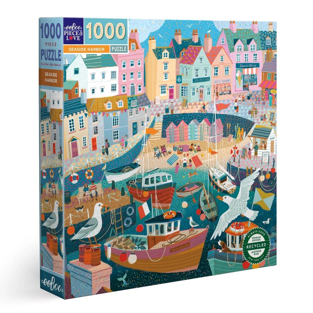 eeBoo 1000 Piece Jigsaw Puzzle - Seaside Harbor Landscape - Challenging Adult Puzzle for Relaxation & Stress Relief - Perfect for Family Game Night & Home Decor
