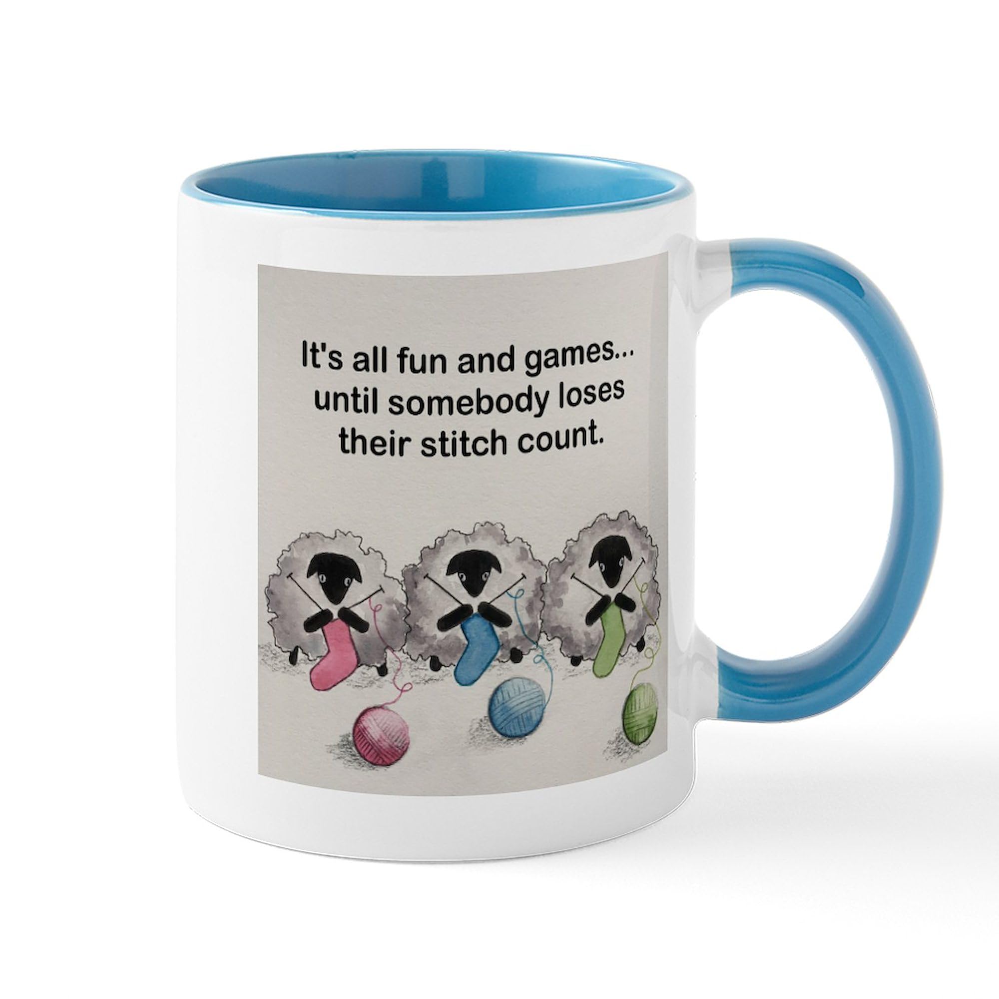 Knitting Sheep Ceramic Coffee Mug 11 oz (325 ml) - Funny Gift for Knitters, Perfect for Tea, Coffee & Hot Drinks at Home or Office
