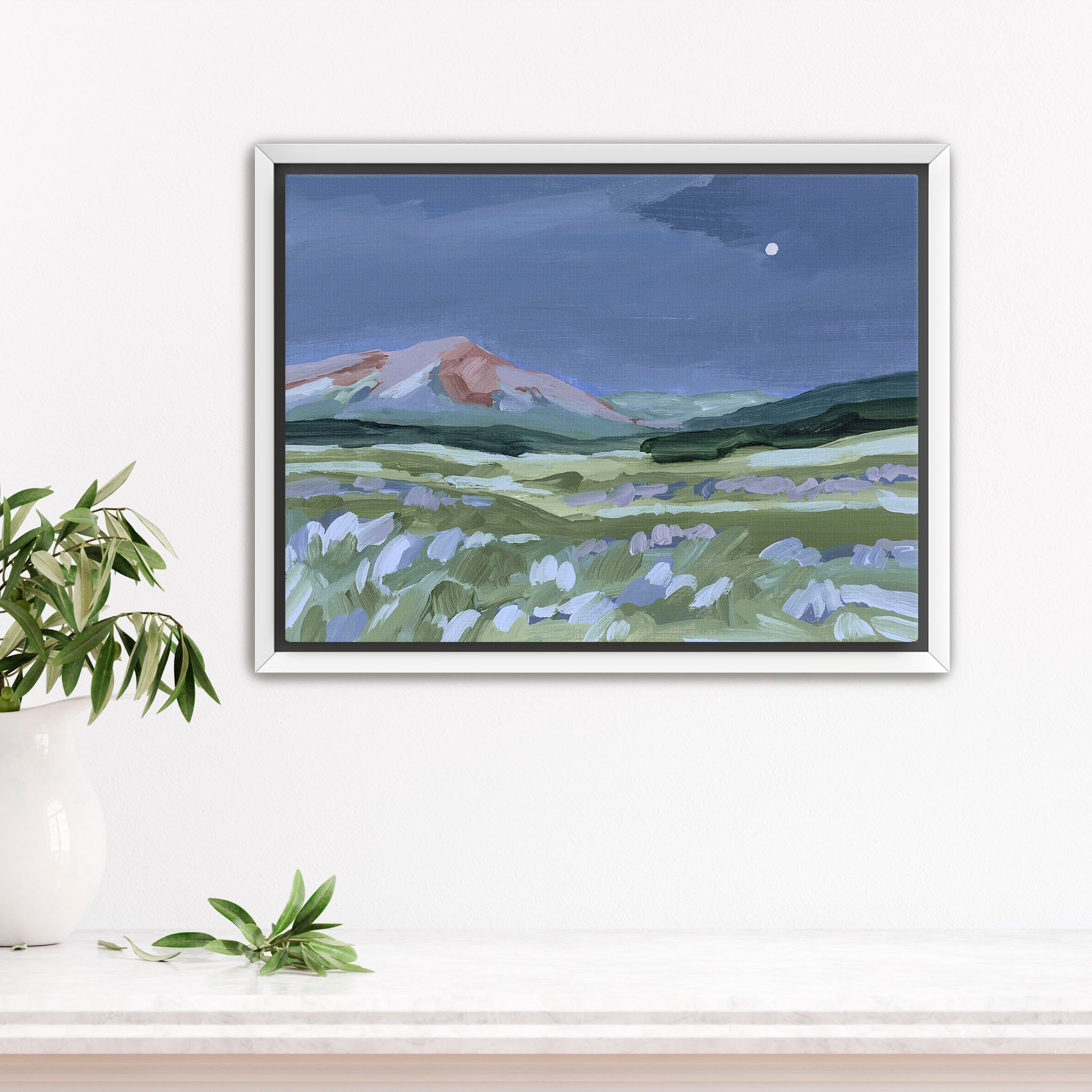 When the Moon Shines II - Premium Wall Art Print, Moonlight Landscape Painting, Home & Office Decor, Perfect for Living Room, Bedroom or Gift