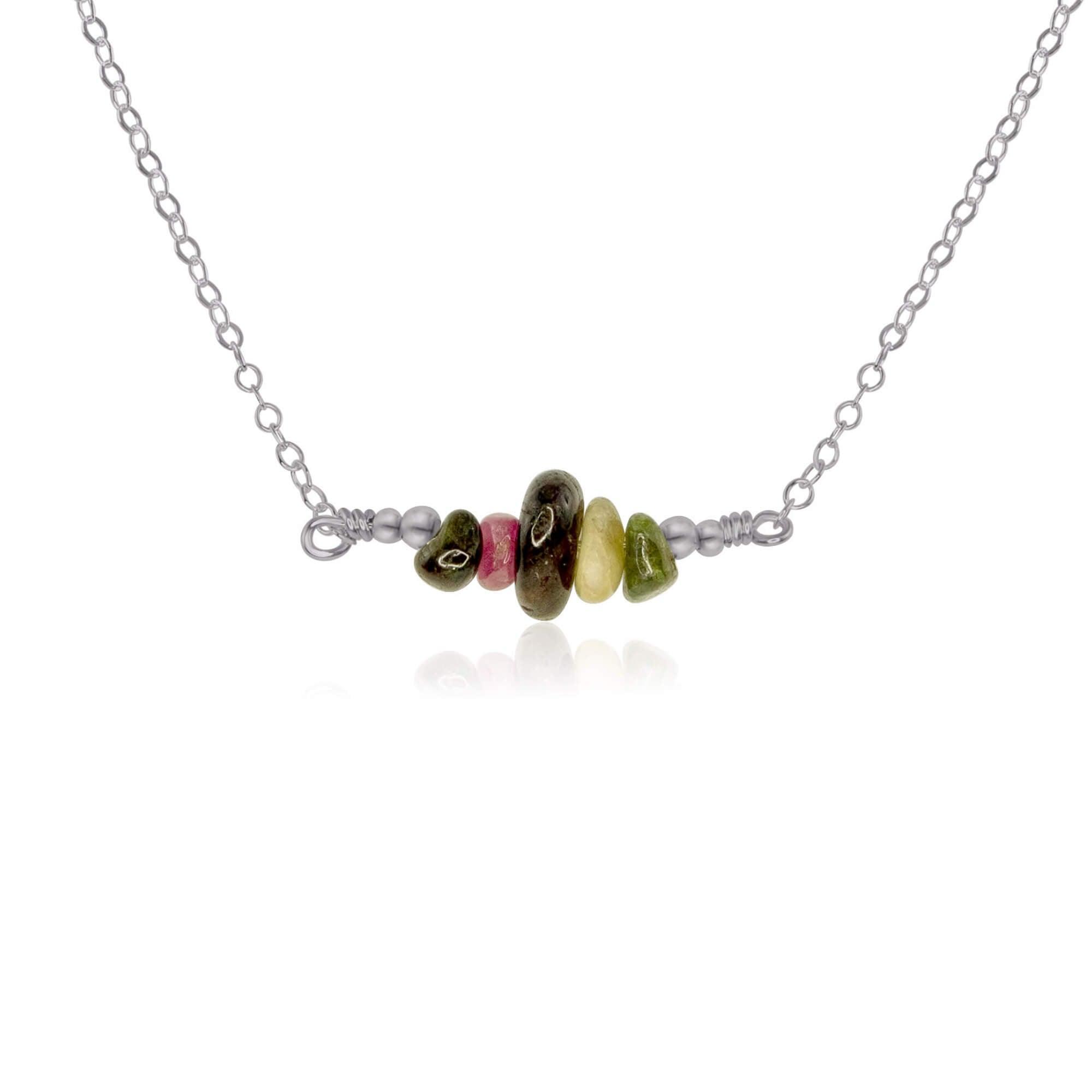 Natural Tourmaline Chip Bead Bar Necklace for Women - Healing Crystal Jewelry for Energy Balancing, Chakra Alignment & Spiritual Protection | Perfect for Meditation, Yoga & Everyday Wear