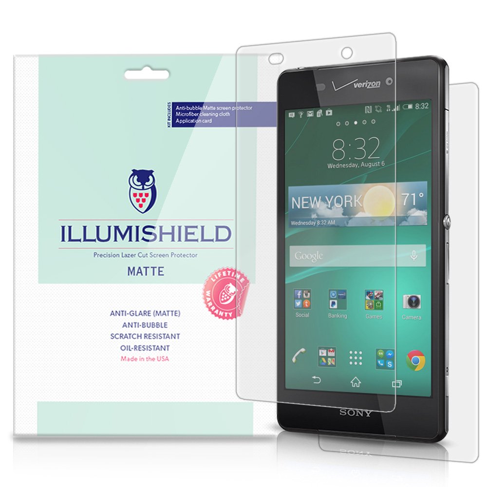 iLLumiShield Matte Screen Protector for Sony Xperia Z3V (3-Pack) - Anti-Glare, Anti-Bubble, Anti-Fingerprint PET Film - Perfect for Outdoor Use and Daily Protection