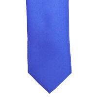 LA Smith Regatta Blue Skinny Weft Satin Tie for Men - Classic Slim Necktie for Business, Weddings & Formal Occasions