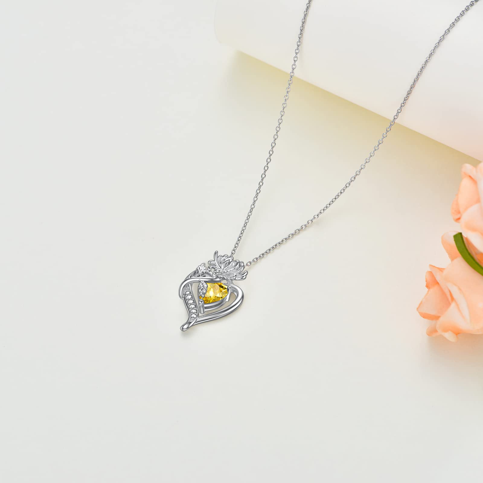 Birthstone Necklace for Women - S925 Sterling Silver Flower Pendant Jewelry, Personalized Mother's Day/Birthday Gift for Mom, Wife, Girlfriend | Perfect for Anniversary, Valentine's Day & Special Occasions