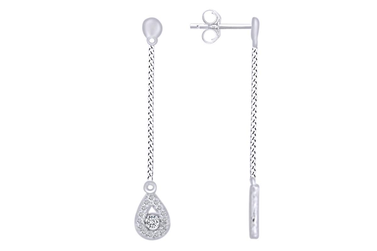 10K Solid Gold Round White Natural Diamond Drop Dangle Earrings (0.10 Cttw, I2-I3 Clarity, I-J Color) - Elegant Jewelry for Weddings, Parties & Special Occasions