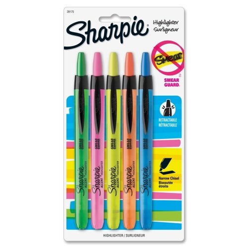 Sharpie Accent Highlighter Chisel Tip Marker - 5 Pack Assorted Colors for School, Office & Study Notes - Bright, Long-Lasting Ink for Highlighting Books, Documents & Planners