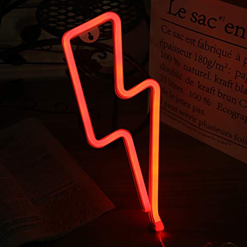 Lightning Bolt LED Neon Lamp - USB & Battery Powered Wall Decor Night Light for Bedroom, Party, Festival, and Home Decoration
