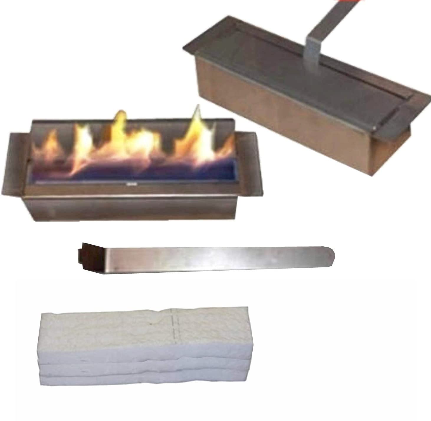 Adjustable Stainless Steel 1 Litre Gel & Ethanol Fireplace Burner - Perfect for Indoor/Outdoor Fireplaces, Patios, and Home Decor