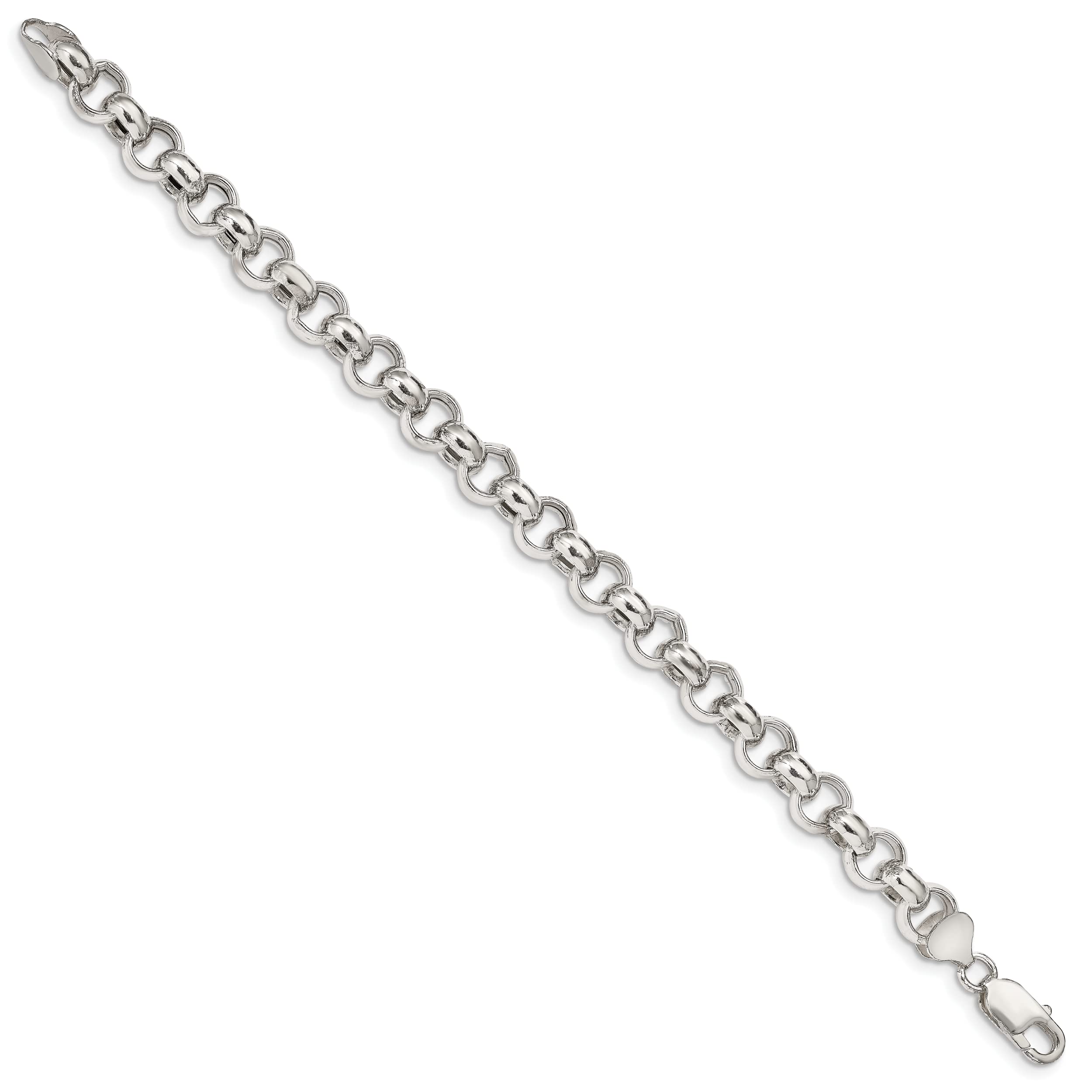 Sterling Silver 9.5mm Semi-Solid Rolo Chain Necklace for Women - Durable 925 Silver Jewelry for Everyday Wear, Layering & Gifts