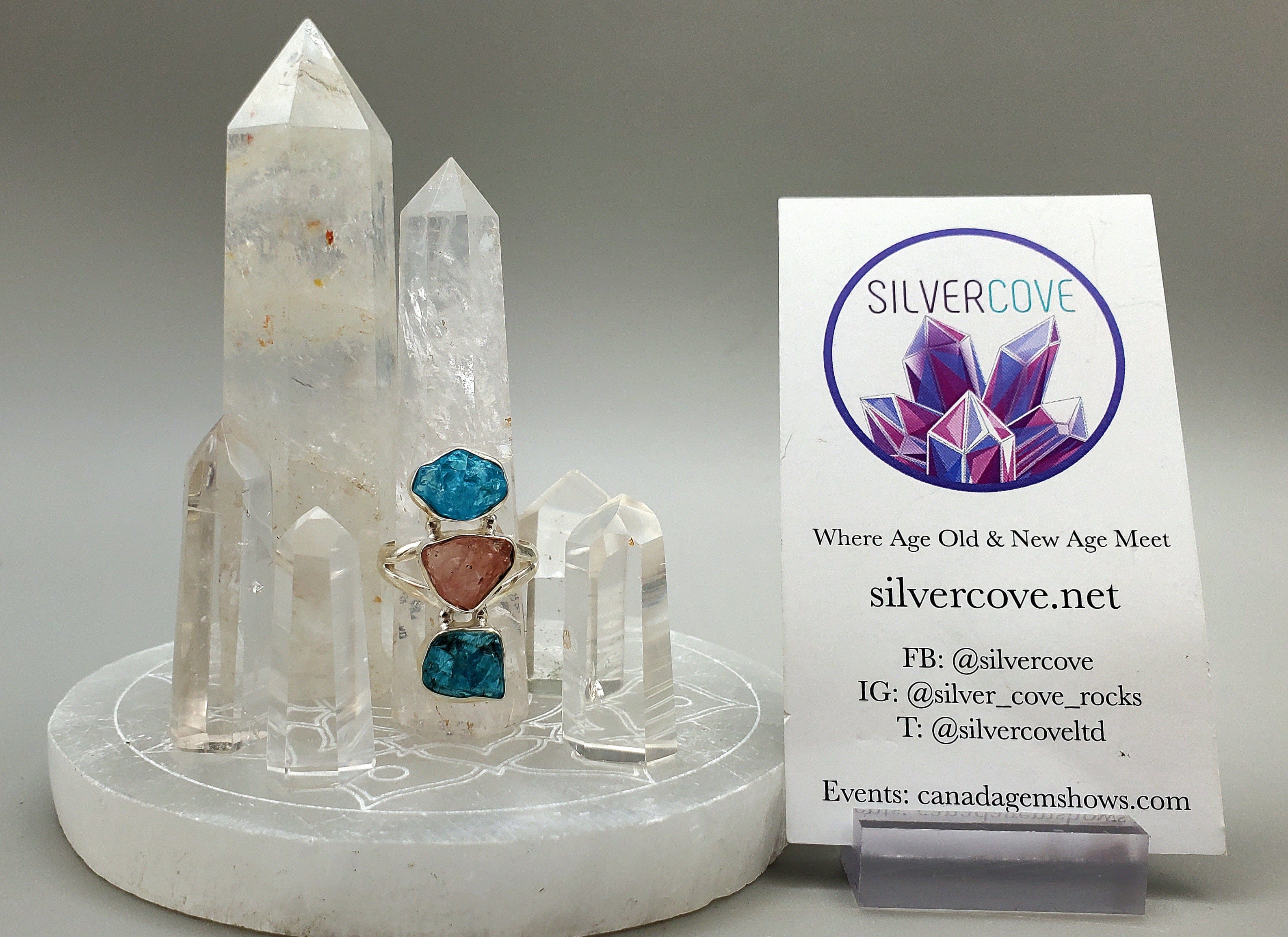 Apatite and Rose Quartz Sterling Silver Ring for Women - Elegant Gemstone Jewelry for Healing & Love - Perfect for Gifts, Meditation & Everyday Wear