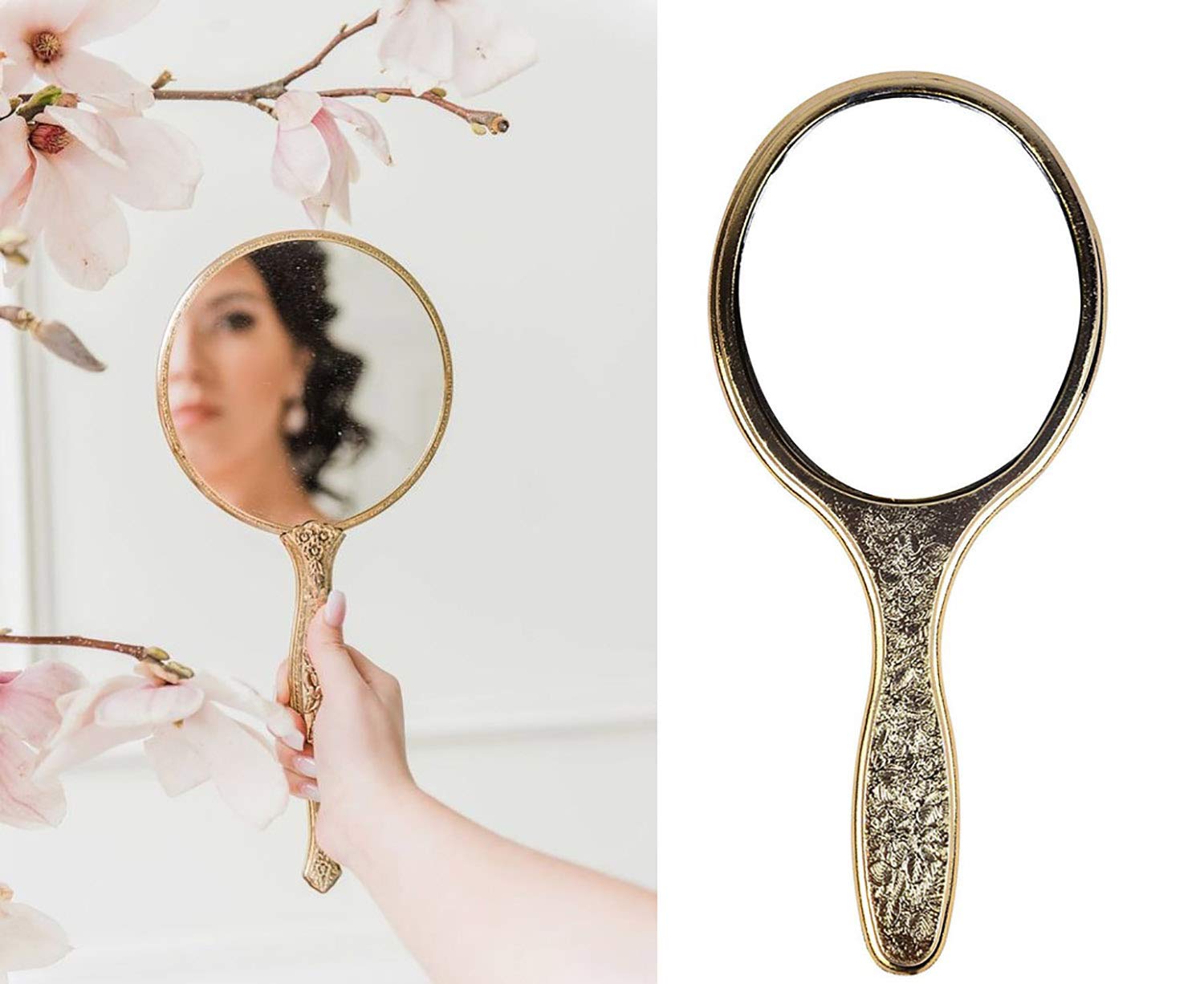 Vintage PELO Hand Mirror - Compact Travel Mirror for Makeup, Grooming & Purse - Portable Multipurpose Mirror (Pack of 1) - Perfect for Home, Office & Travel Essentials