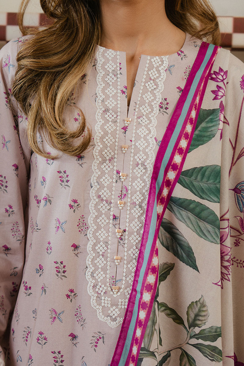 LILAC HORIZON 3-Piece Printed Lawn Suit for Women - Floral Summer Outfit for Casual Wear, Parties & Weddings