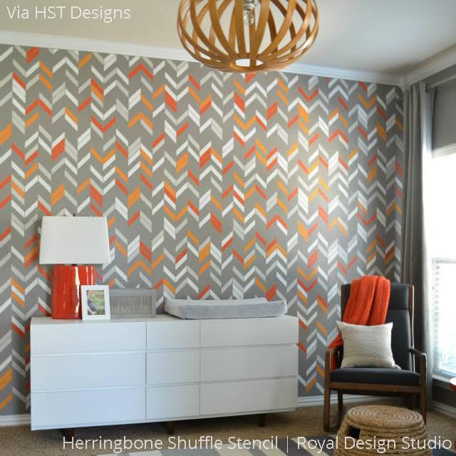 Herringbone Pattern Wall Stencil - DIY Home Decor for Creative Wall Painting & Accent Walls - Perfect for Living Rooms, Bedrooms & Nursery
