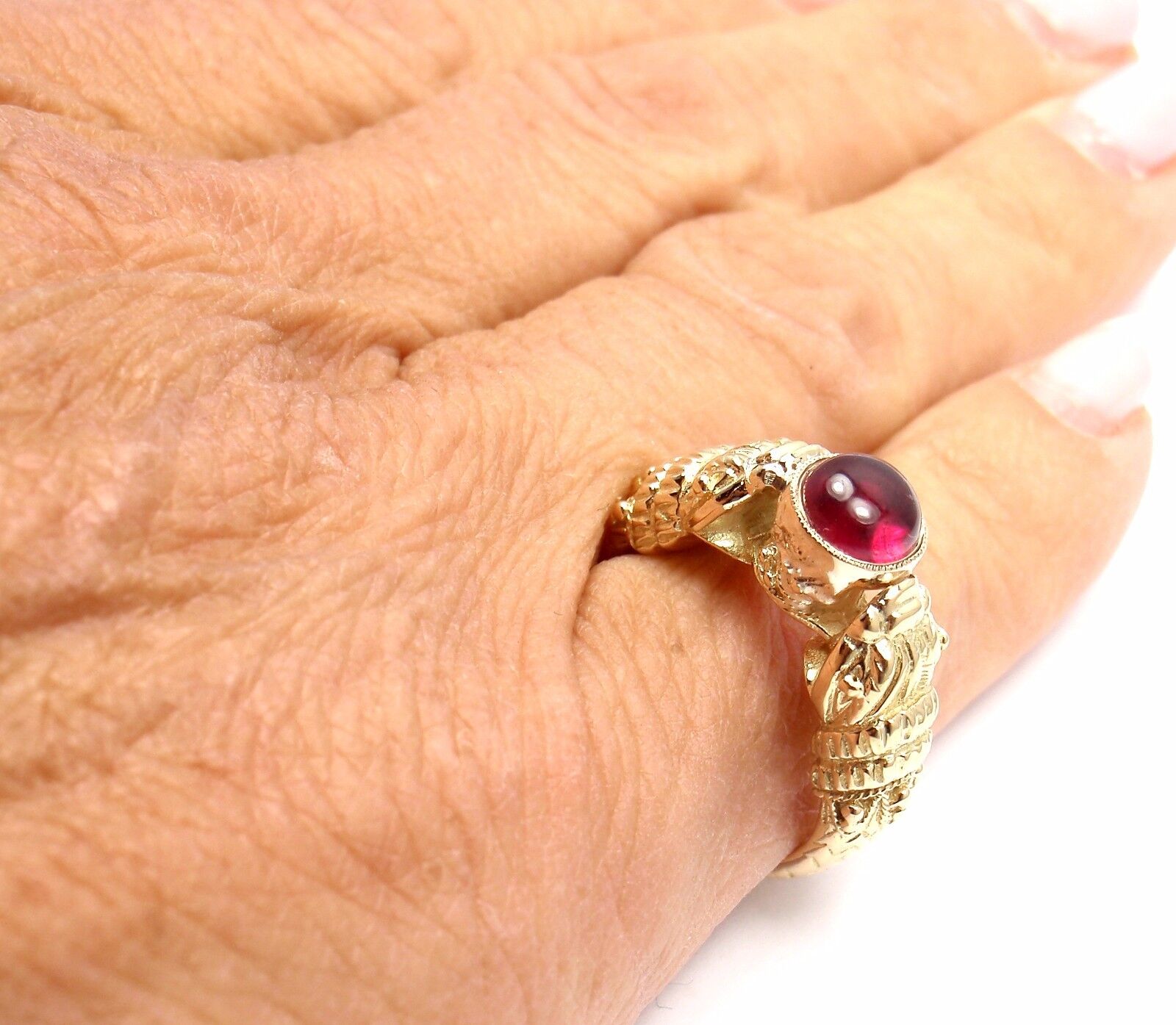 Authentic Zolotas Greece 18k Yellow Gold Pink Tourmaline Band Ring - Rare Vintage Jewelry for Women, Perfect for Weddings, Anniversaries & Special Occasions
