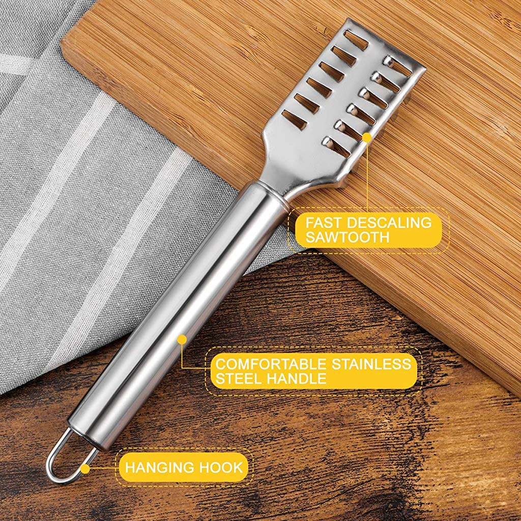2PCS Stainless Steel Fish Scale Remover & Scraper - Quick & Easy Fish Cleaning Tool for Kitchen, Camping, and Outdoor Cooking
